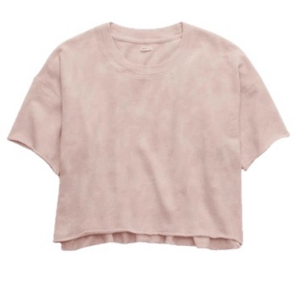 aerie Tops - Aerie Sunset Terry Fleece Cropped Short Sleeve Sweatshirt XXL NWT